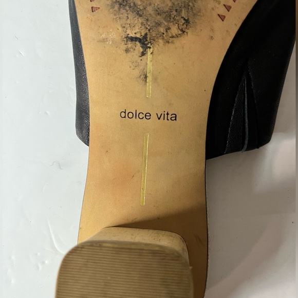 Dolce Vita Women’s Black Leather Slide Sandals, Size 7.5M, Block Heel - Picture 8 of 9